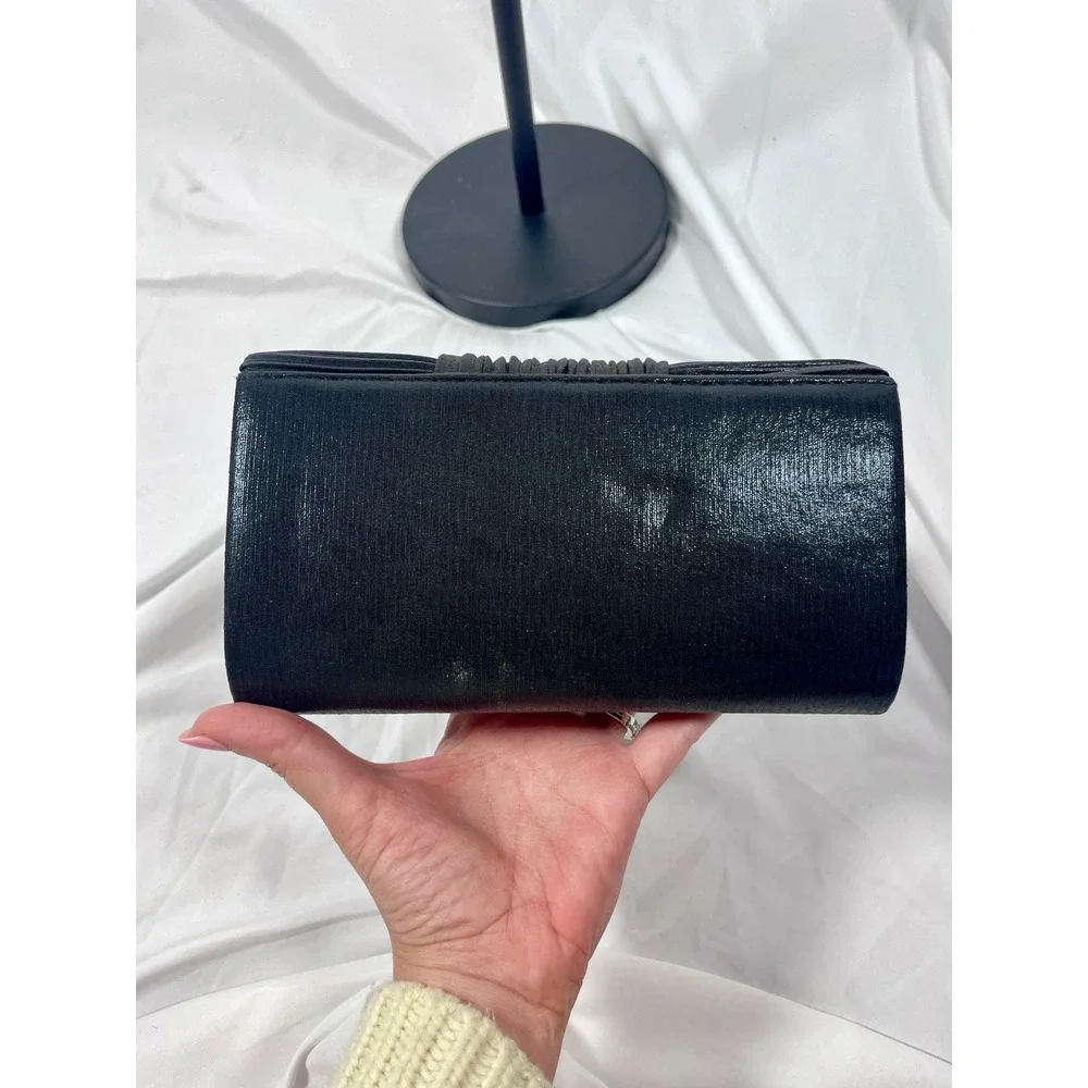Black Pleated Clutch Crossbody Bag | Convertible Evening Handbag Chain Strap‎